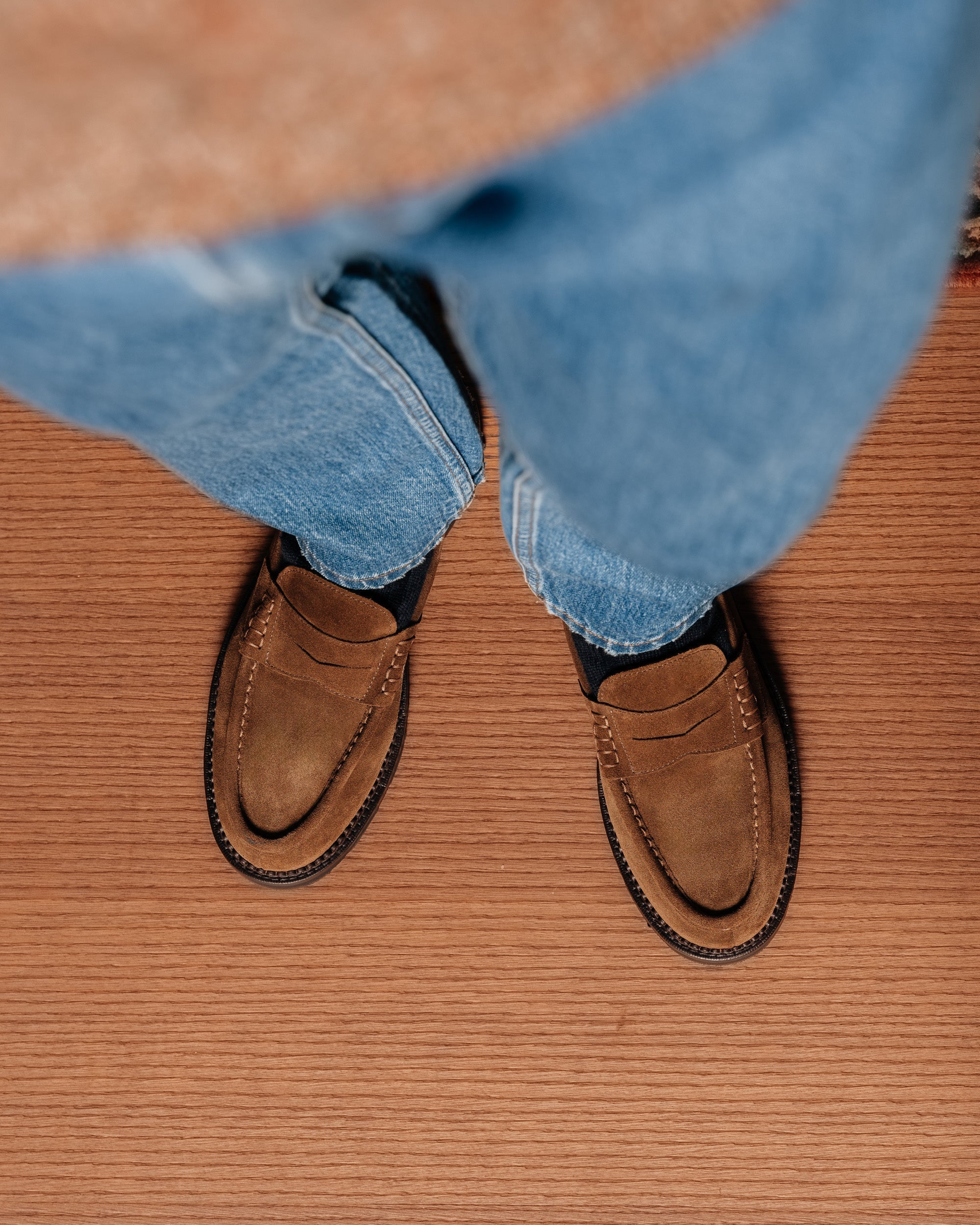Montclair | Penny Loafer – Rich Tobacco Brown Suede Leather with Rubber Lug Sole & Fine Stitching
