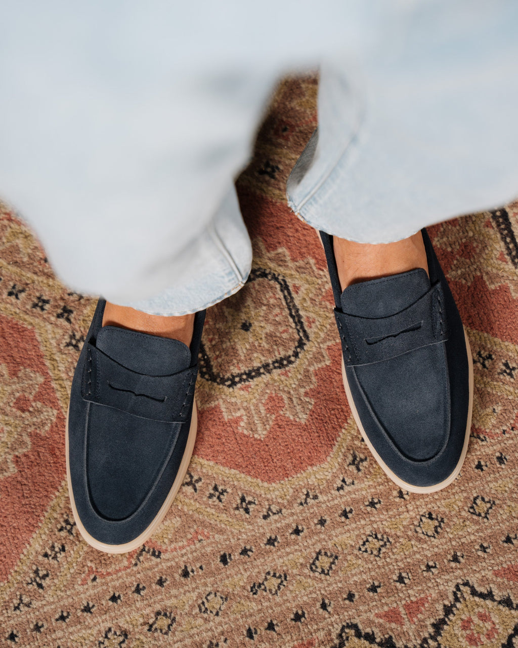 Harbour | Casual Loafer – Blue Suede Leather with Comfortable Cupr Sole & Leather Lining