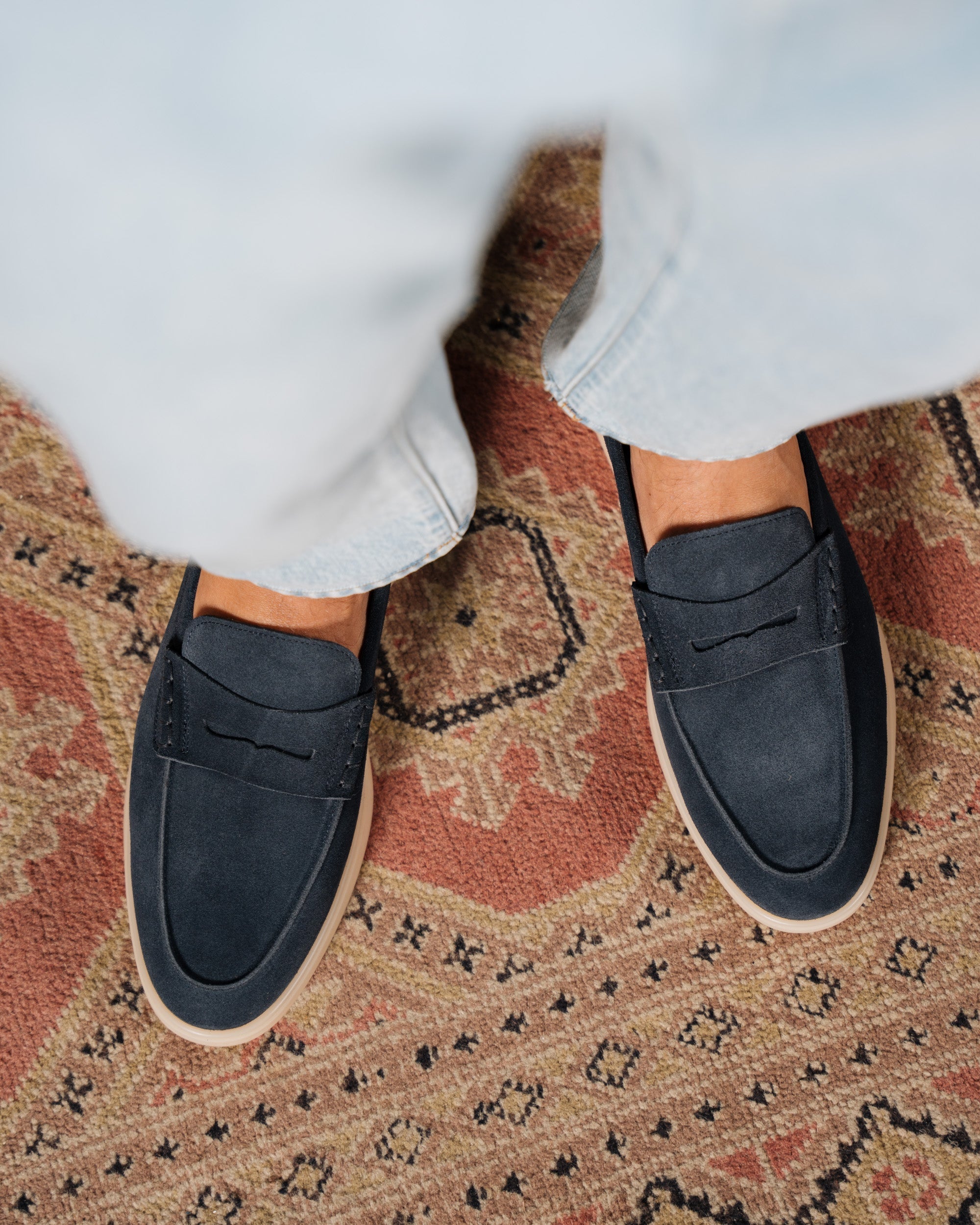 Harbour | Casual Loafer – Blue Suede Leather with Comfortable Cupr Sole & Leather Lining