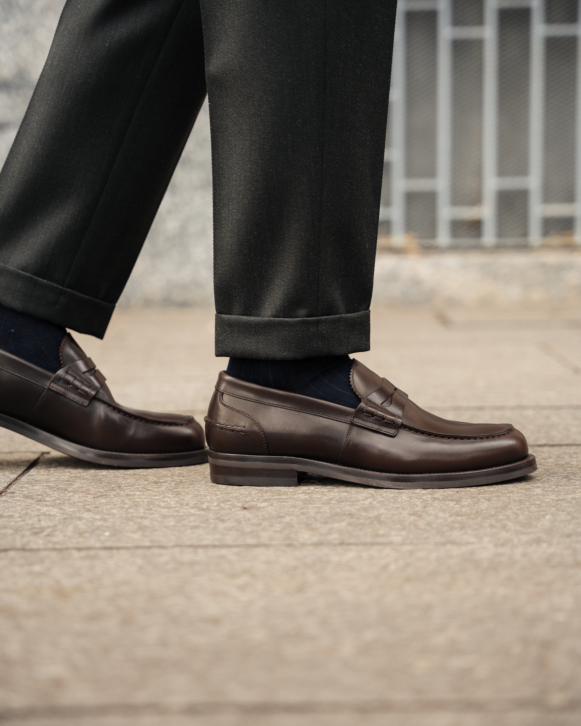 Valentino | Heritage Penny Loafer – Dark Brown Smooth Leather with Premium Leather Sole & Signature Stitch Accents