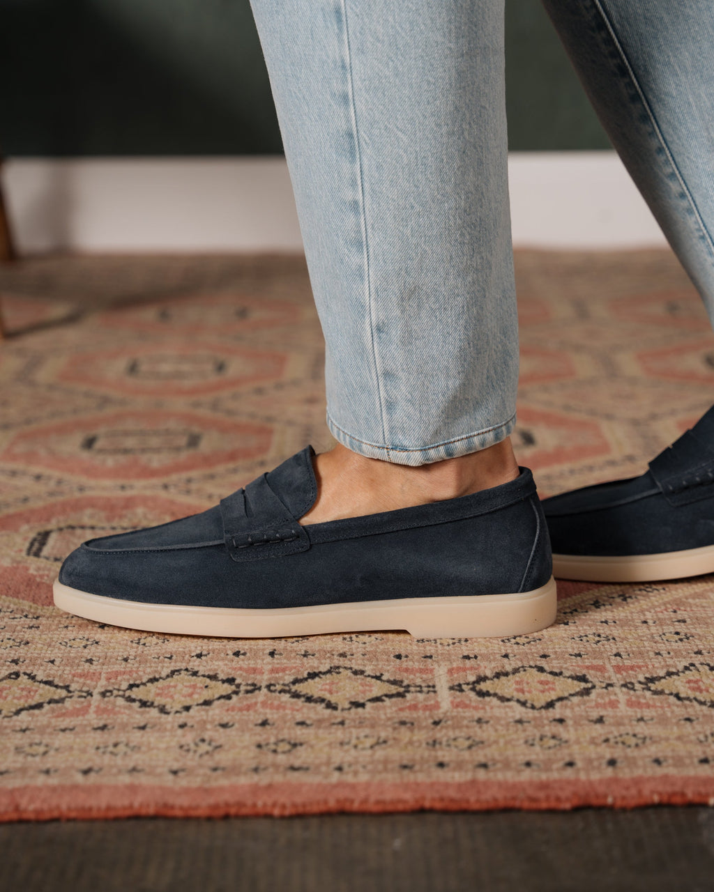 Harbour | Casual Loafer – Blue Suede Leather with Comfortable Cupr Sole & Leather Lining