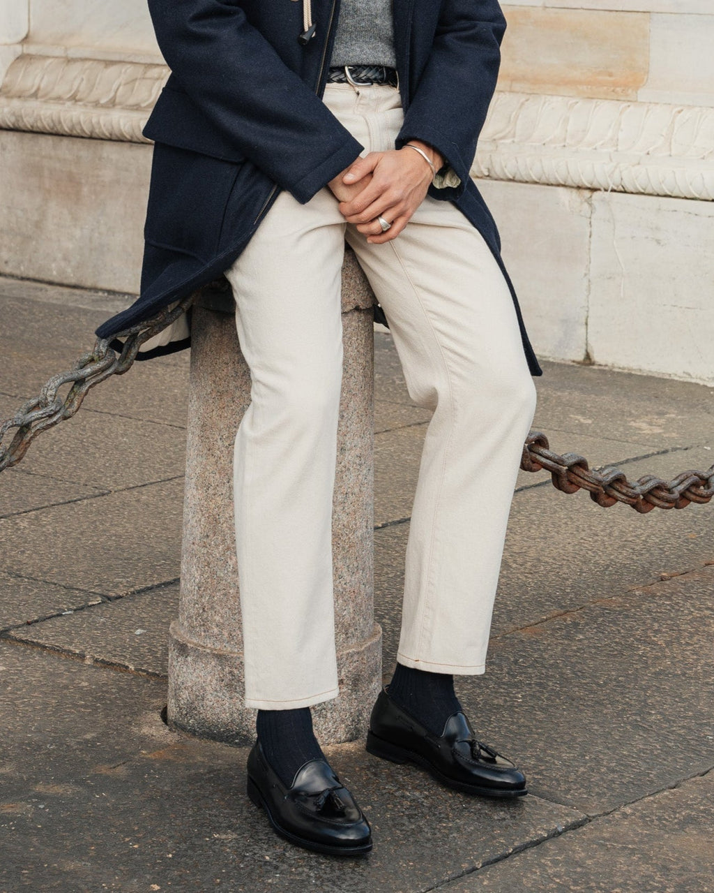 Castello | Tassel Loafer - Black Smooth Leather with Classic Stitching and Leather Sole