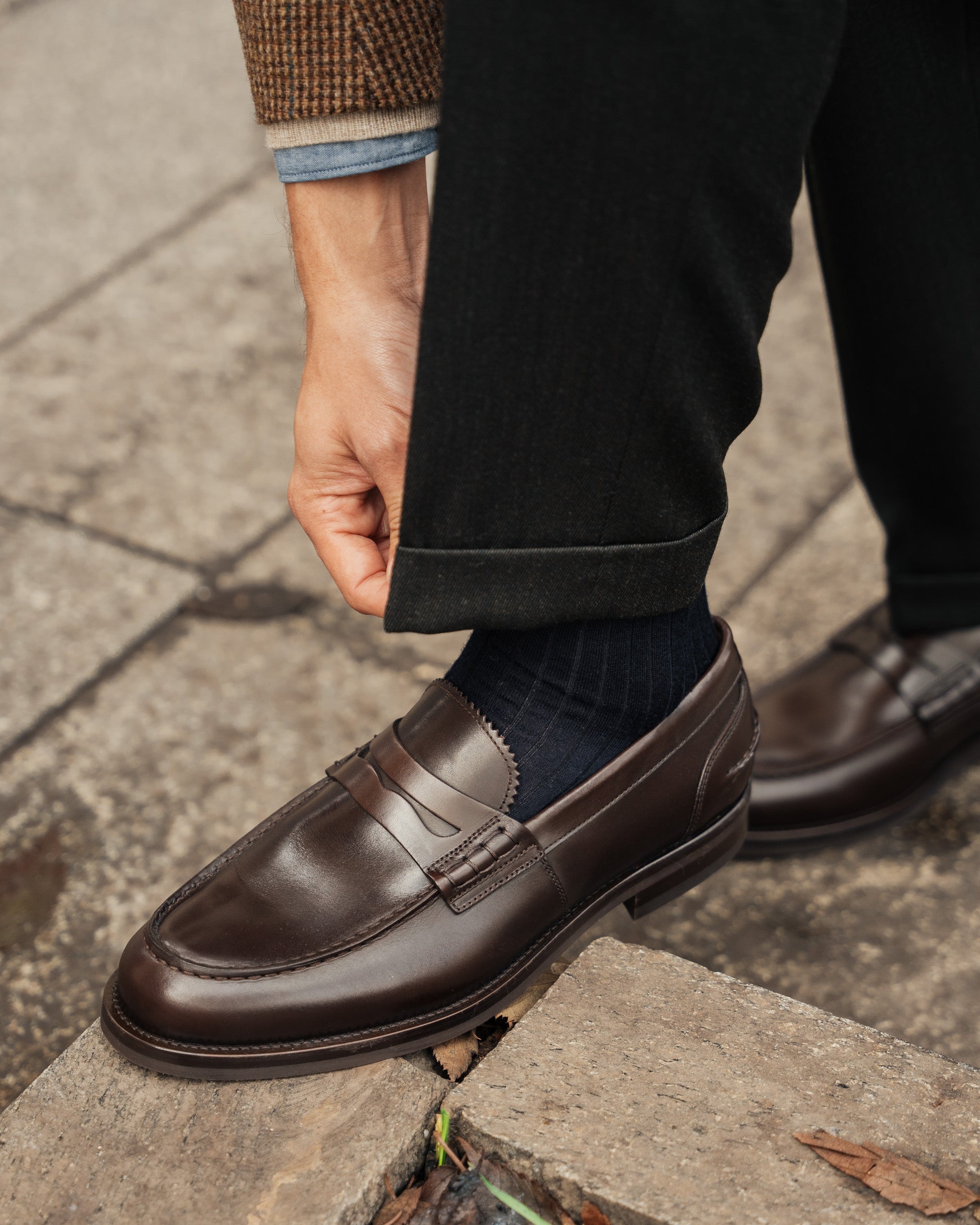 Valentino | Heritage Penny Loafer – Dark Brown Smooth Leather with Premium Leather Sole & Signature Stitch Accents
