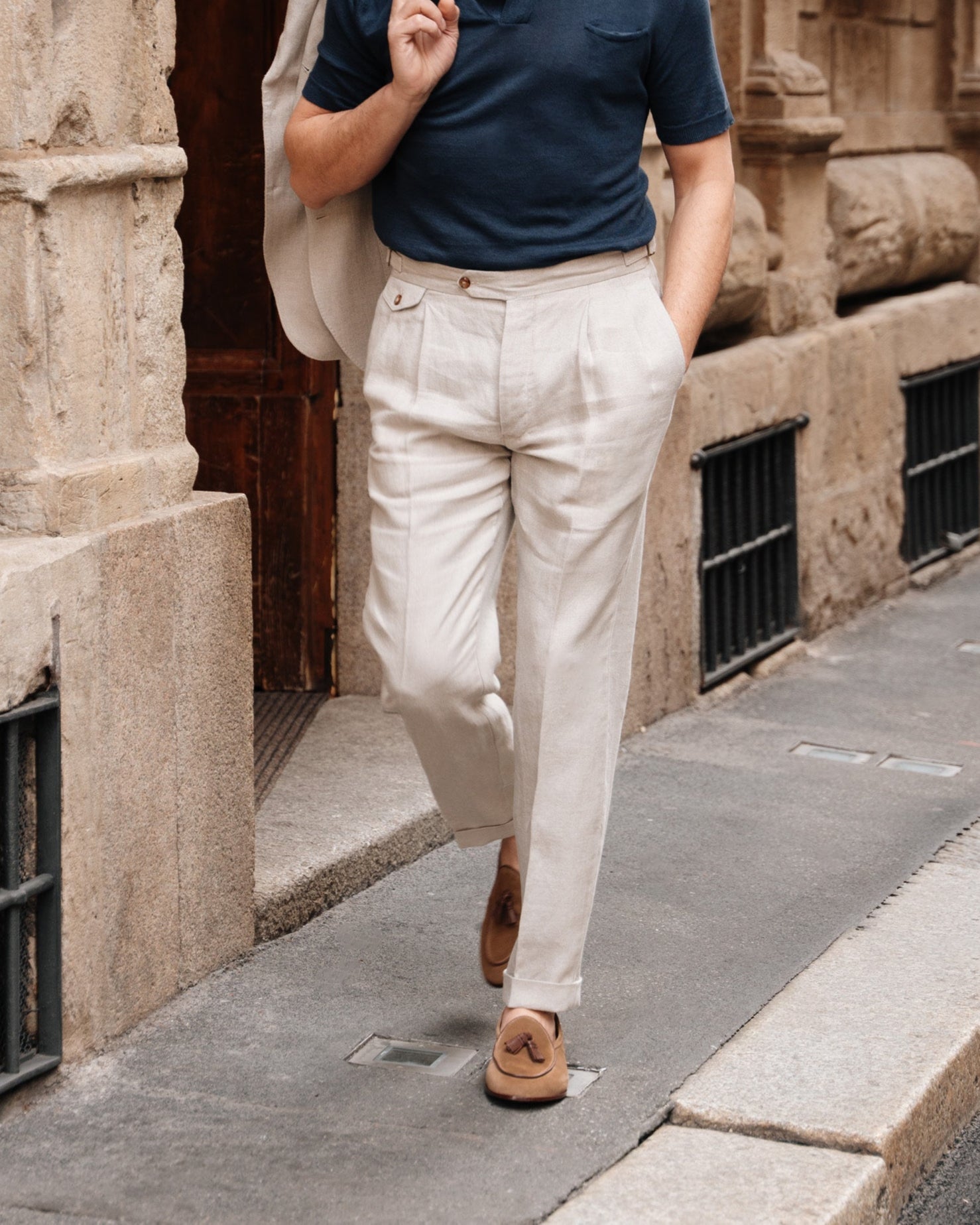 Bellagio Tassel Loafer – Beige Suede Leather with Premium Leather Sole