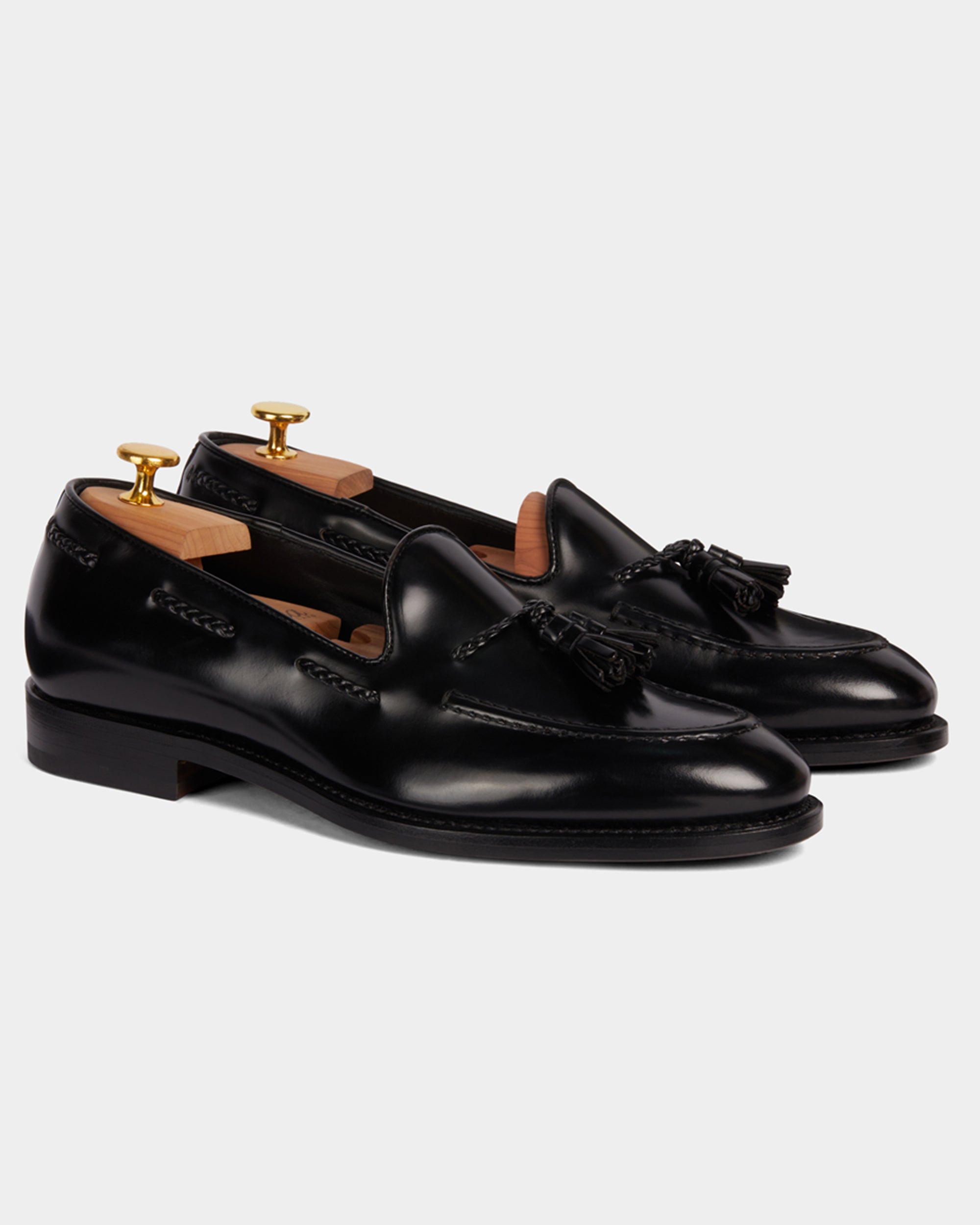 Verona | Black Smooth Leather Loafer with Classic Stitching and Leather Sole