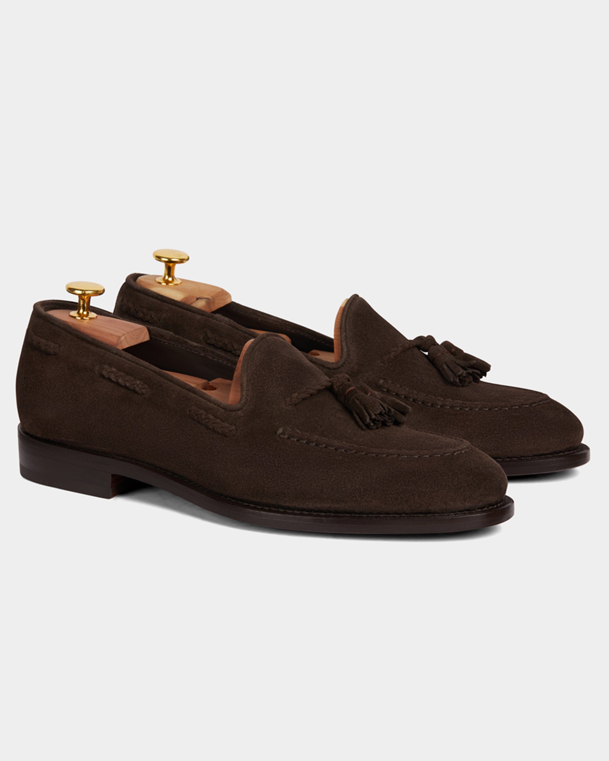 Verona | Dark Brown Suede Leather Loafer with Classic Stitching and Leather Sole