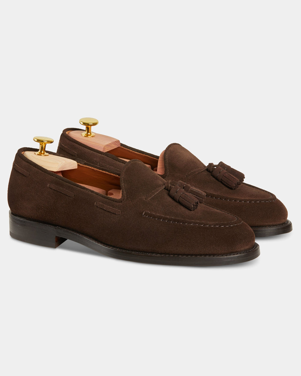 Castello | Tassel Loafer - Dark Brown Suede Leather with Classic Stitching and Leather Sole