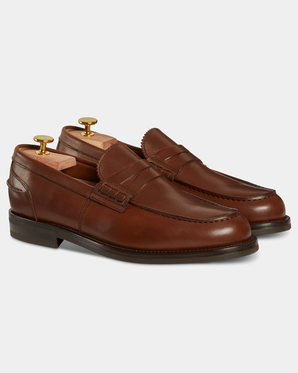 Valentino | Heritage Penny Loafer – Brown Smooth Leather with Premium Leather Sole & Signature Stitch Accents