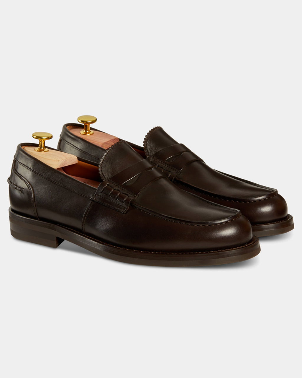 Valentino | Heritage Penny Loafer – Dark Brown Smooth Leather with Premium Leather Sole & Signature Stitch Accents